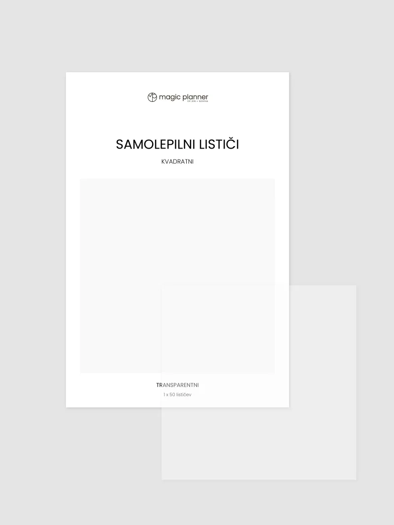 Transparentni kvadratni samolepilni lističi v embalaži Magic Planner